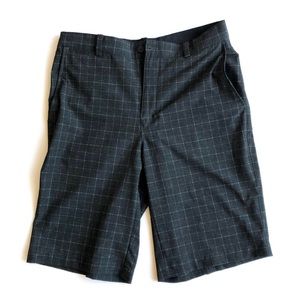 Nike Golf Mens Plaid Gold Dri-fit Shorts Medium flat front pockets